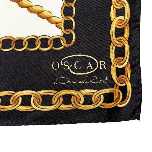 Oscar by Oscar de la Renta Silk Scarf Set: Two Vintage Square Neckerchiefs - Picture 5 of 11